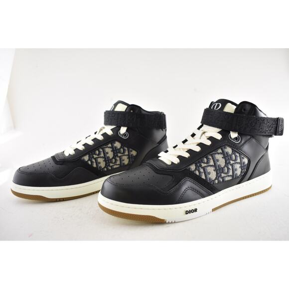 Dior Mens B27 Uptown Black Leather Oblique High Top Flat Trainer Sneakers 44 11 - Picture 10 of 12